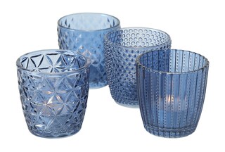 Windlicht MARILU 4er Set blau