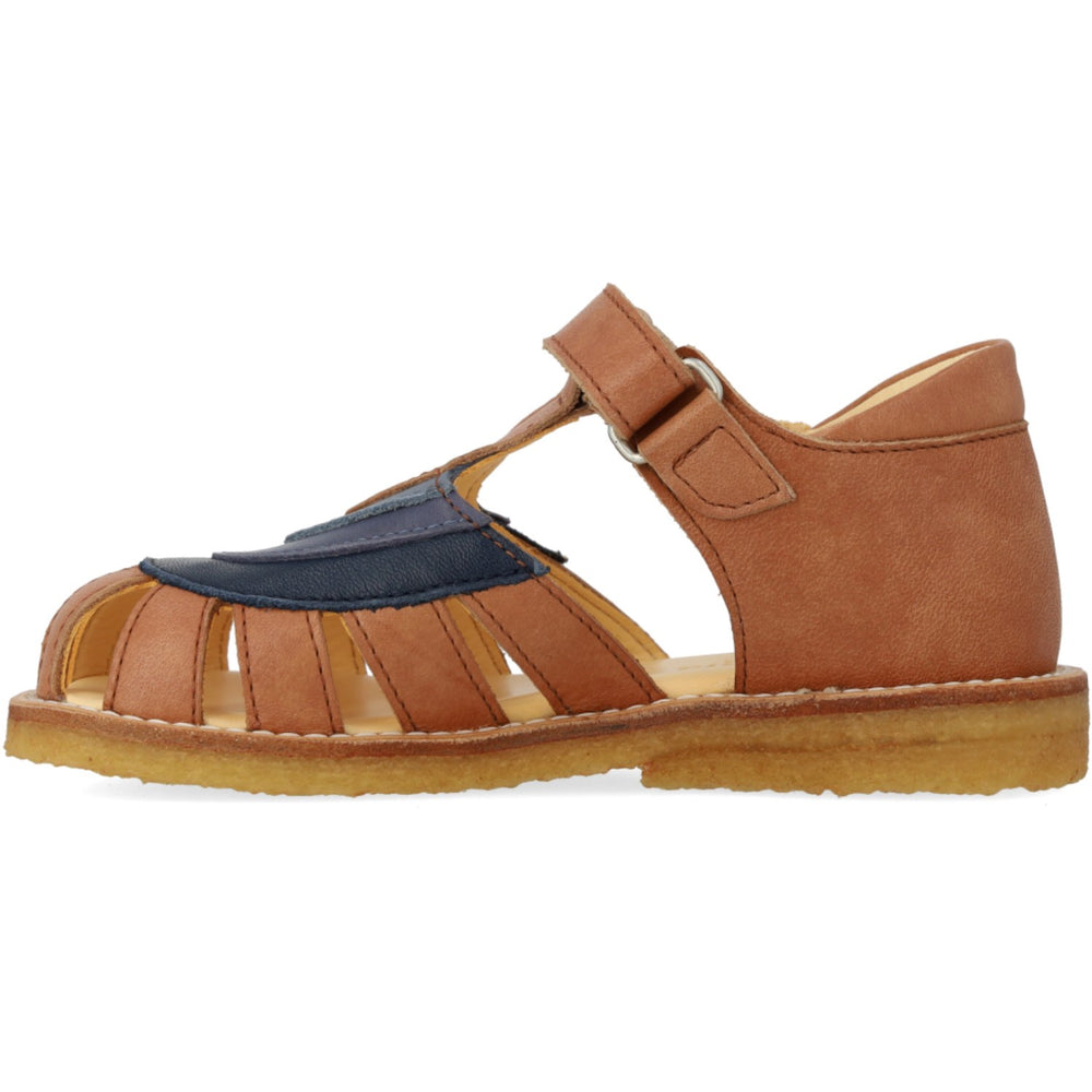 Køb Angulus Tan/Navy/Indigo/Blue Fog Colourblock Regnbuesandal Med Velcro