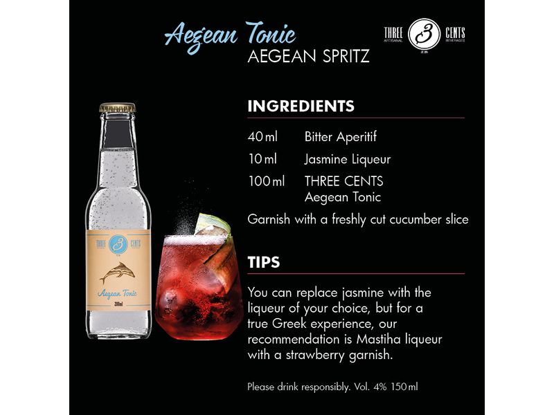 Three Cents Soft-Drinks Aegean Tonic 6 x 0.2 l Erfrischungsgetränk mit Tonicgeschmack