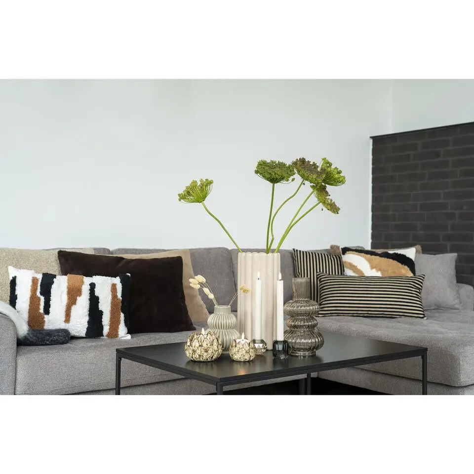 QUVIO Vaas – 25 cm – Mondgeblazen glas – Bruin