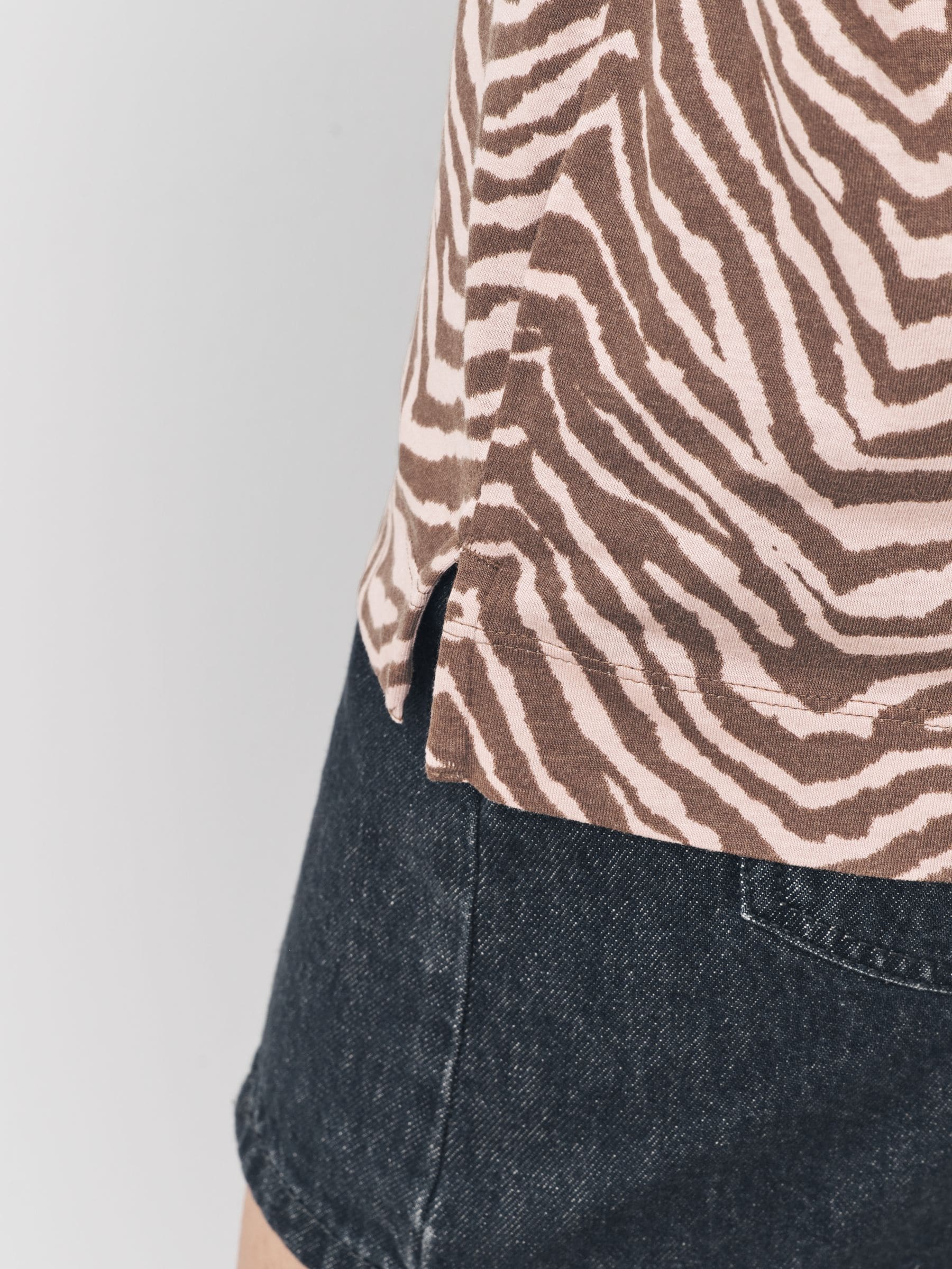 Zebraprint - Cotton Modal Blend Slouch Long Sleeve T-Shirt