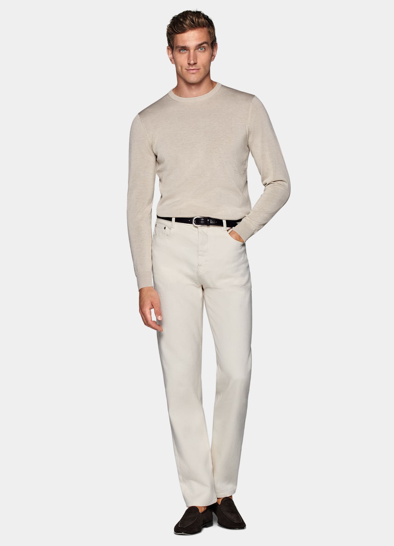 Pull col rond sable