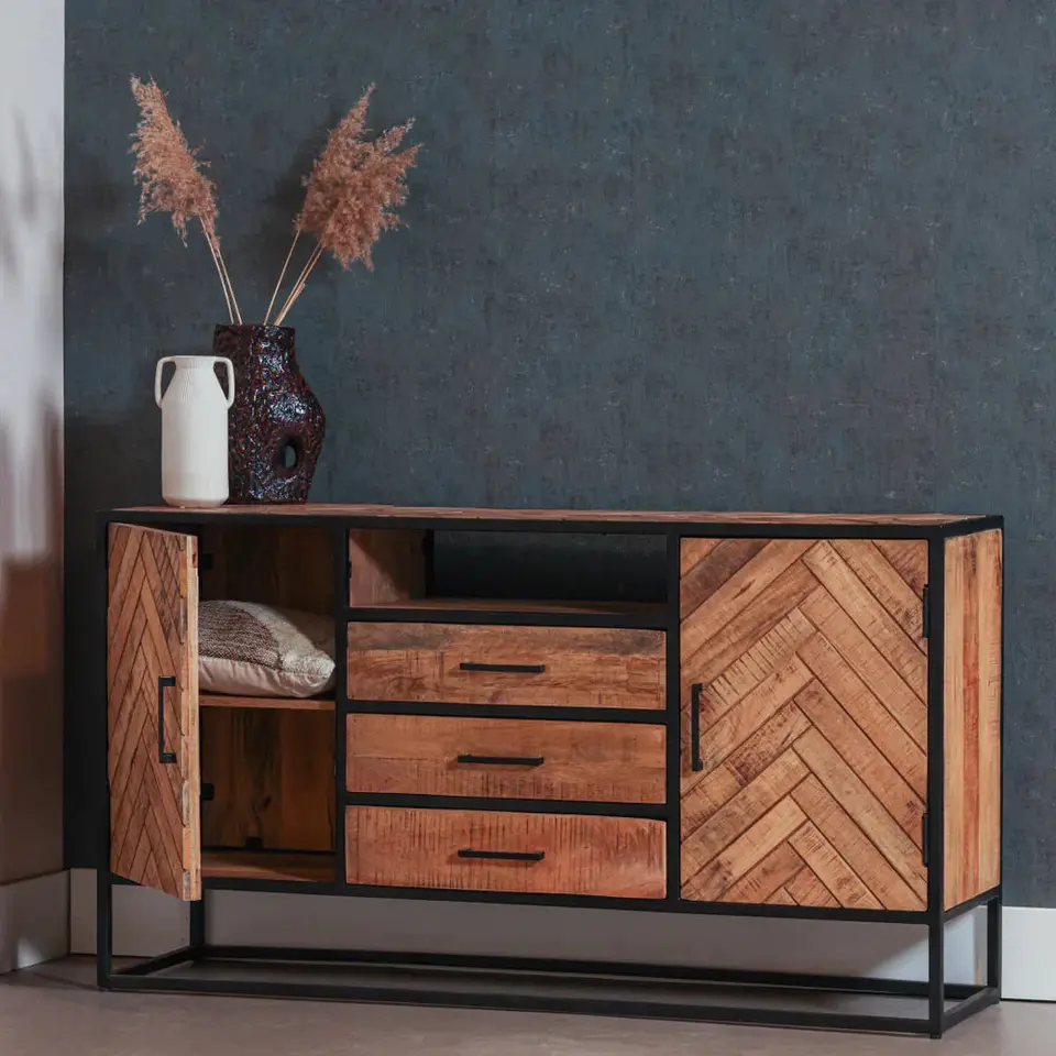 Mangohoutonline - Dressoir Toronto 145x80cm Rechthoekig - Bruin - Mahom