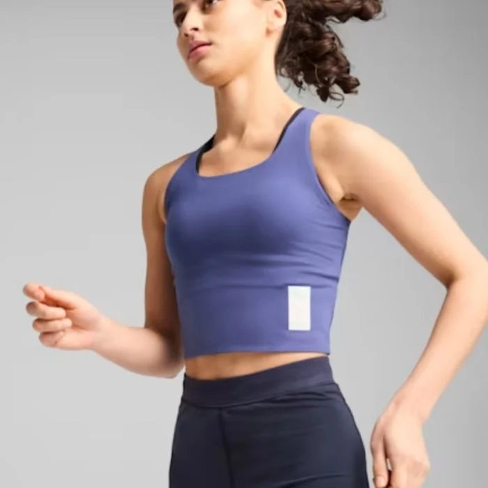 Puma Dame Singletter Run Crop Saysky Blå