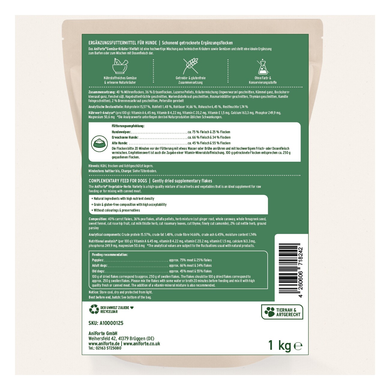 AniForte BARF-Line Gemüse-Kräuter Vielfalt 1kg