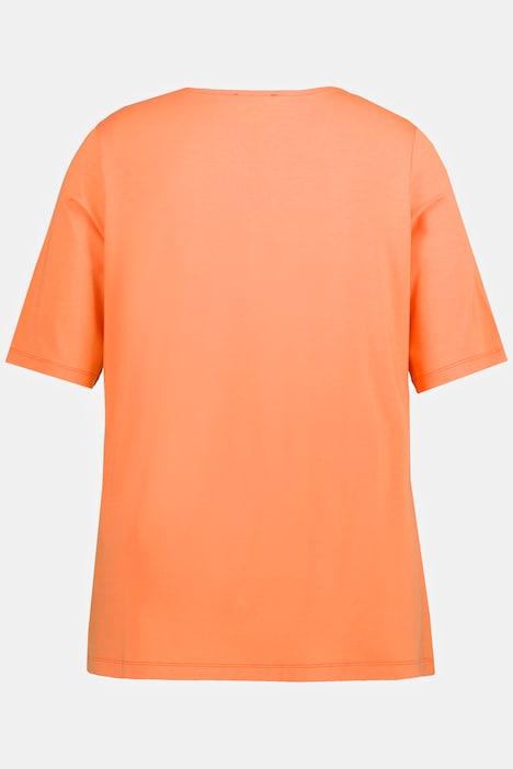T-Shirt, Ziernaht, A-Linie, V-Ausschnitt, Halbam