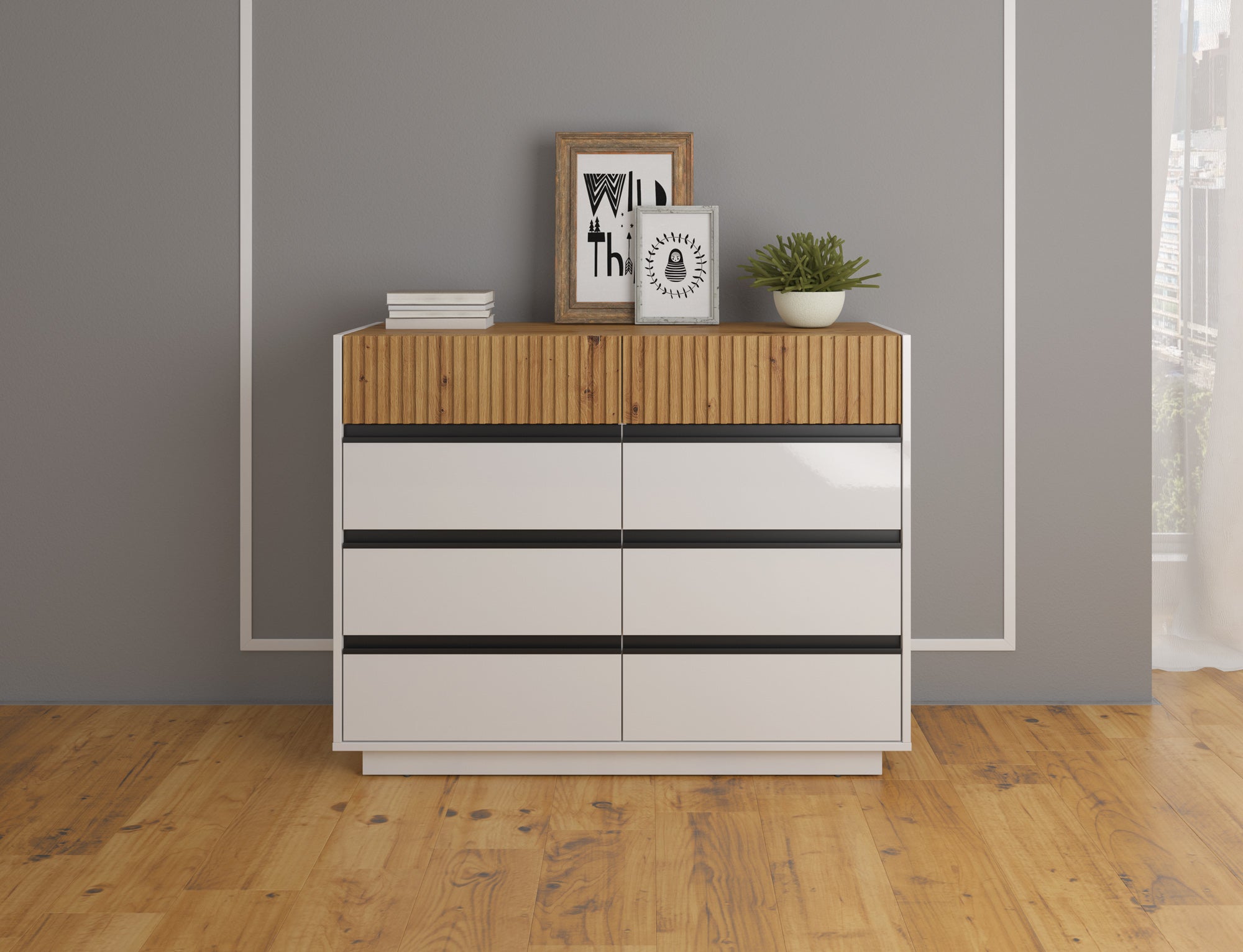 Ladekast Madeline 3 - Wit - 112x40x87 cm
