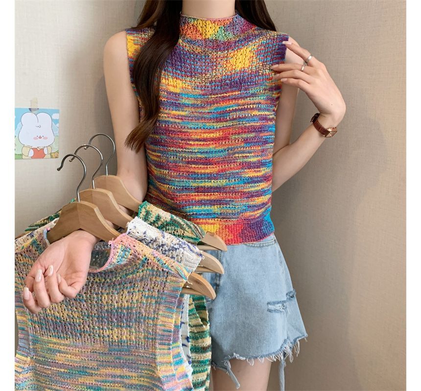 Allinya - Mock-Neck Melange Sweater Vest