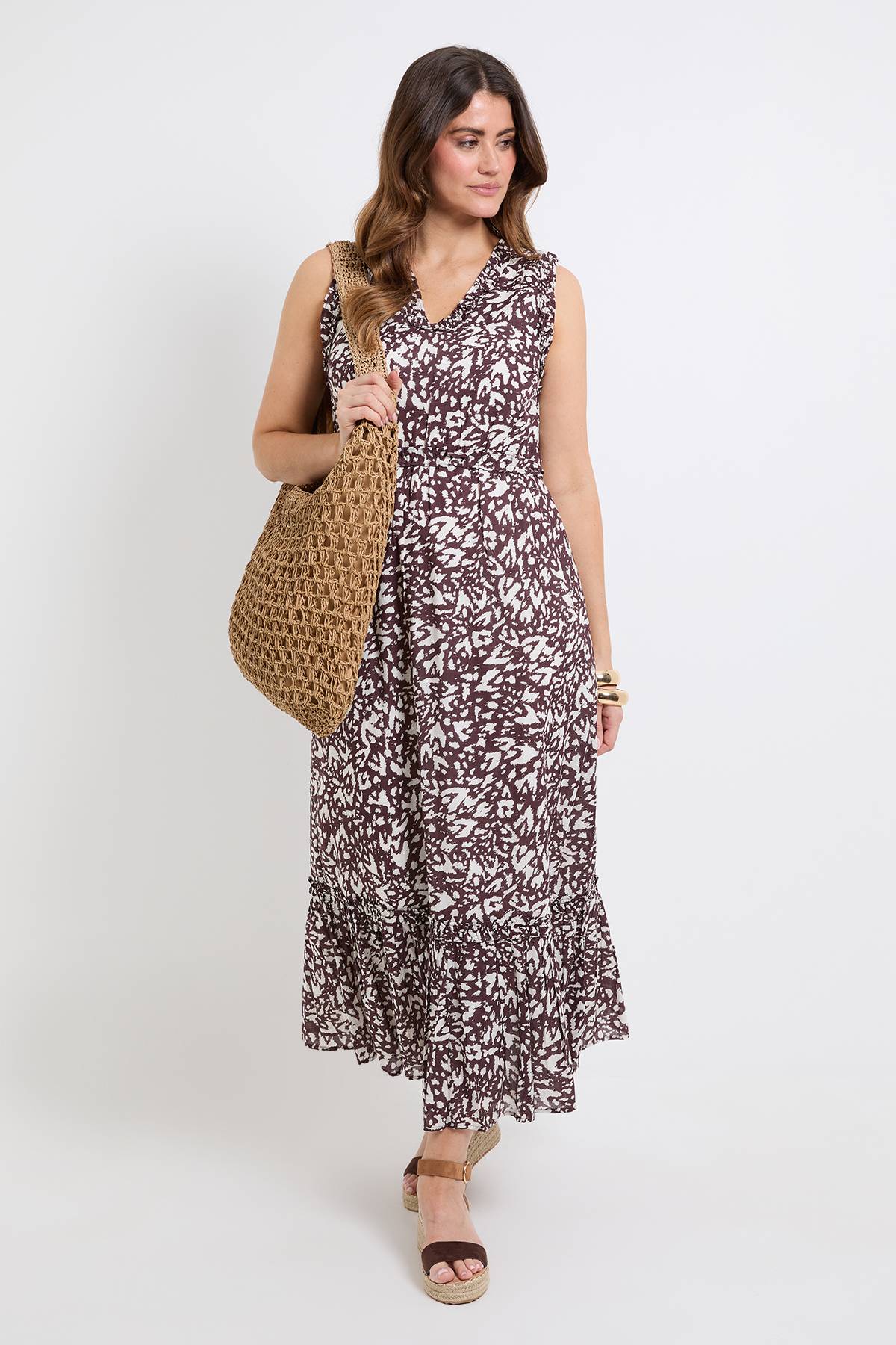 Wallis Robe Longue D'été En Coton Dobby À Motif Abstrait