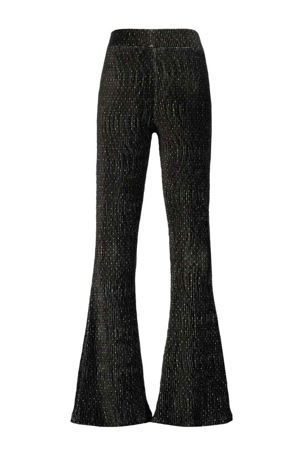 Vingino high waist flared broek Sanna met glitters zwart/goud