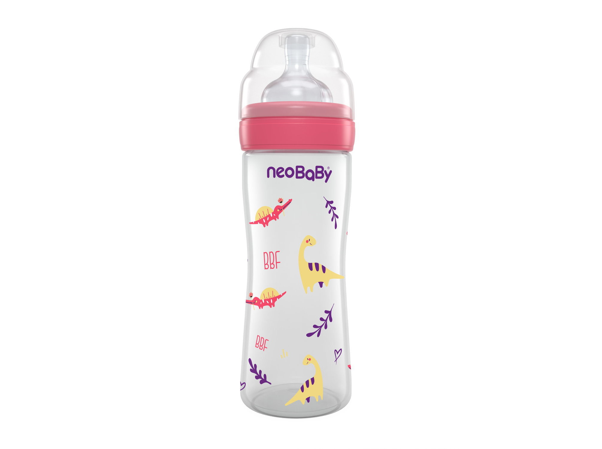 BIBERÃO TETINA EM SILICONE NEO BABY ROSA PP 250ML