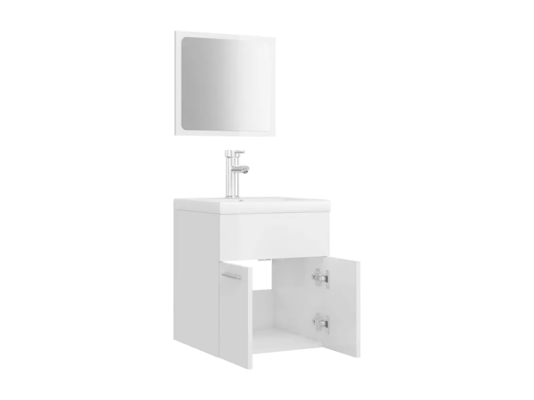 Ensemble de meubles de salle de bain Blanc brillant Aggloméré