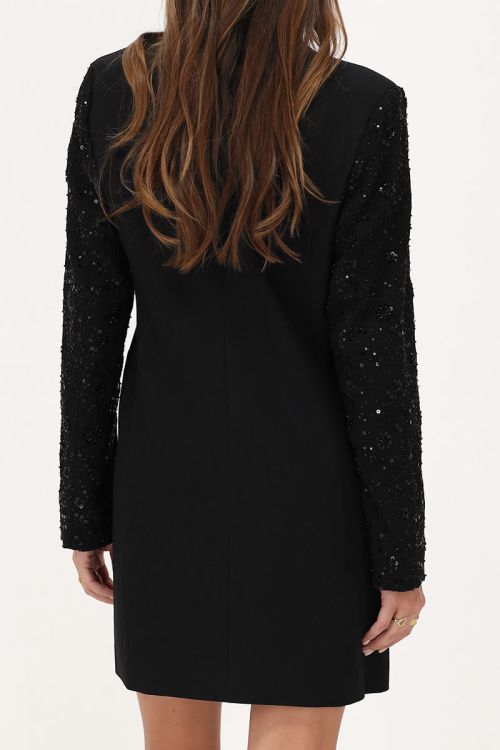 Zwarte blazer jurk met pailletten mouwen