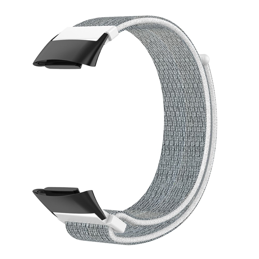 Fitbit Charge 6 / 5 Nylon Klettverschluss Ersatz Armband (Gelenkumfang: 165-235mm) - Grau / Weiss