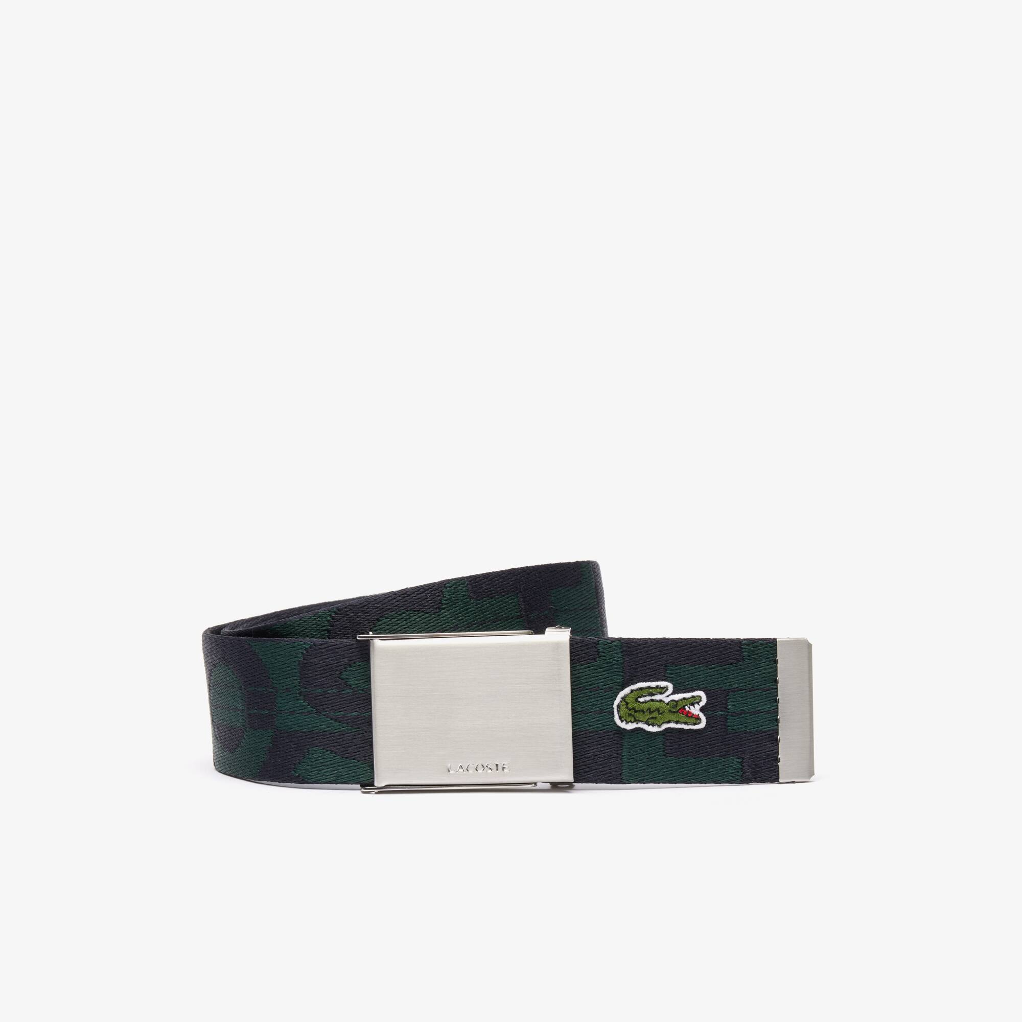 Ceinture sangle tissée boucle gravée Lacoste Ceintures - Vert - Lacoste - Homme