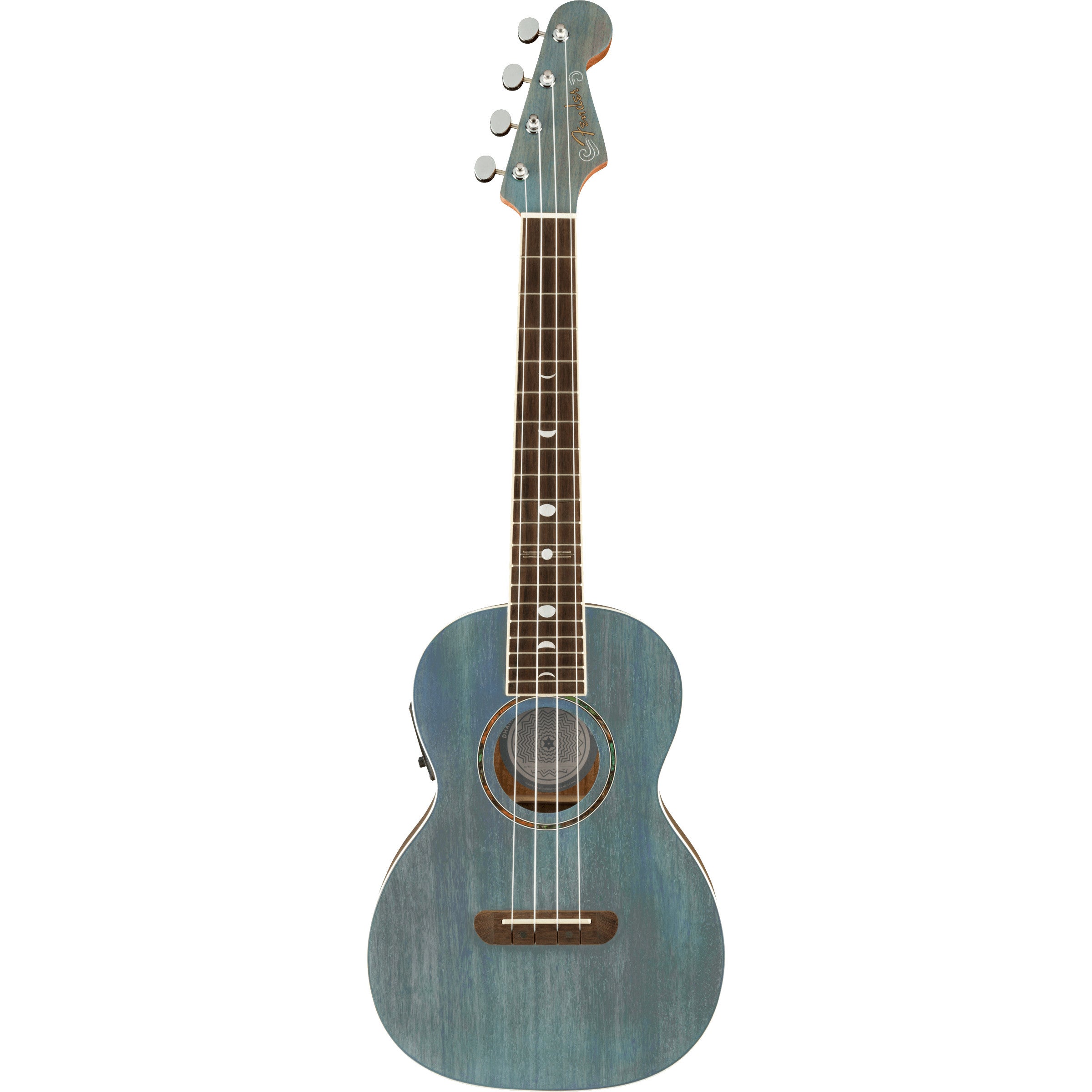 Fender Dhani Harrison Ukulele Turquoise WN elektrisch-akoestische tenor ukelele