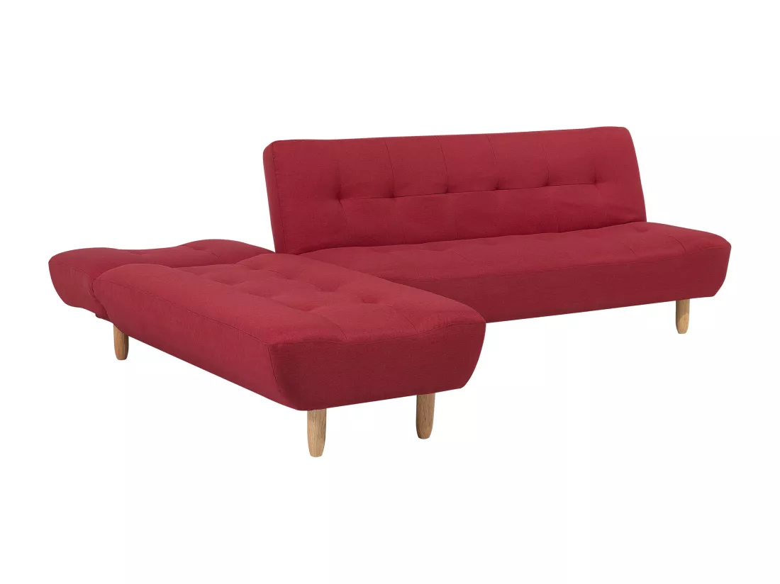 Canapé angle à gauche convertible en tissu rouge 4 places ALSTEN