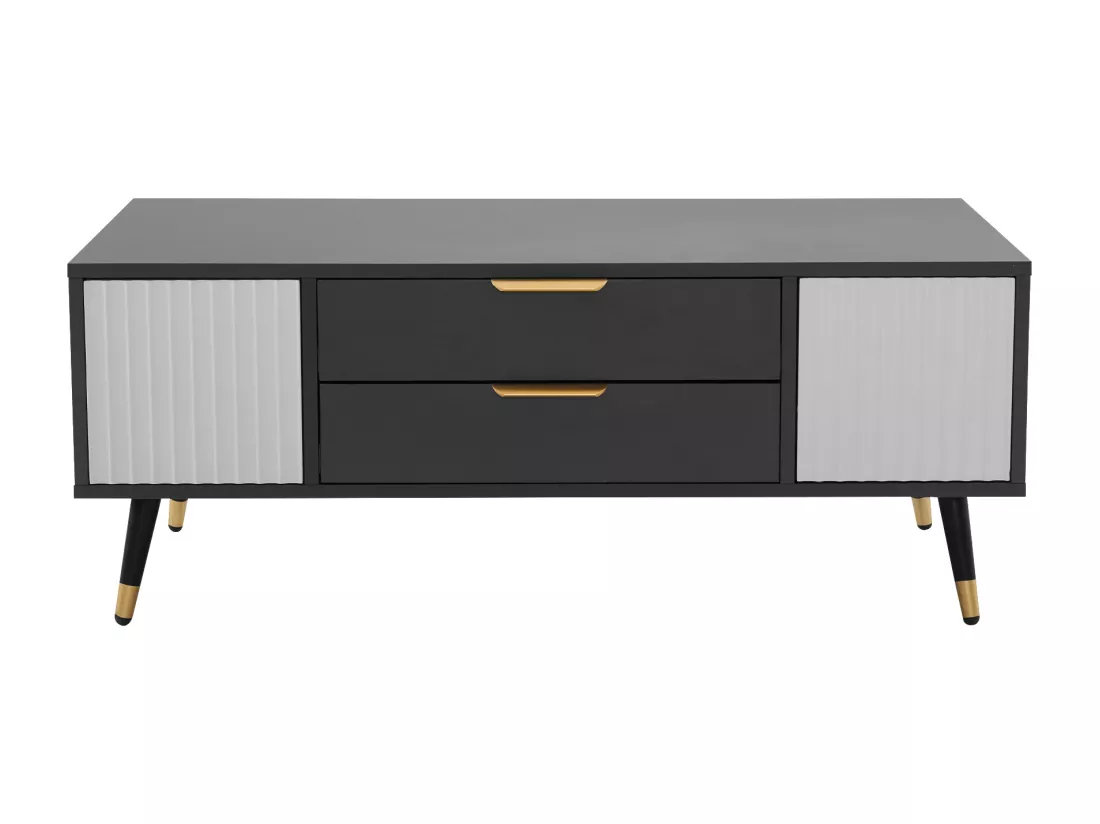 Table basse - avec 2 portes et 2 tiroirs - Gris