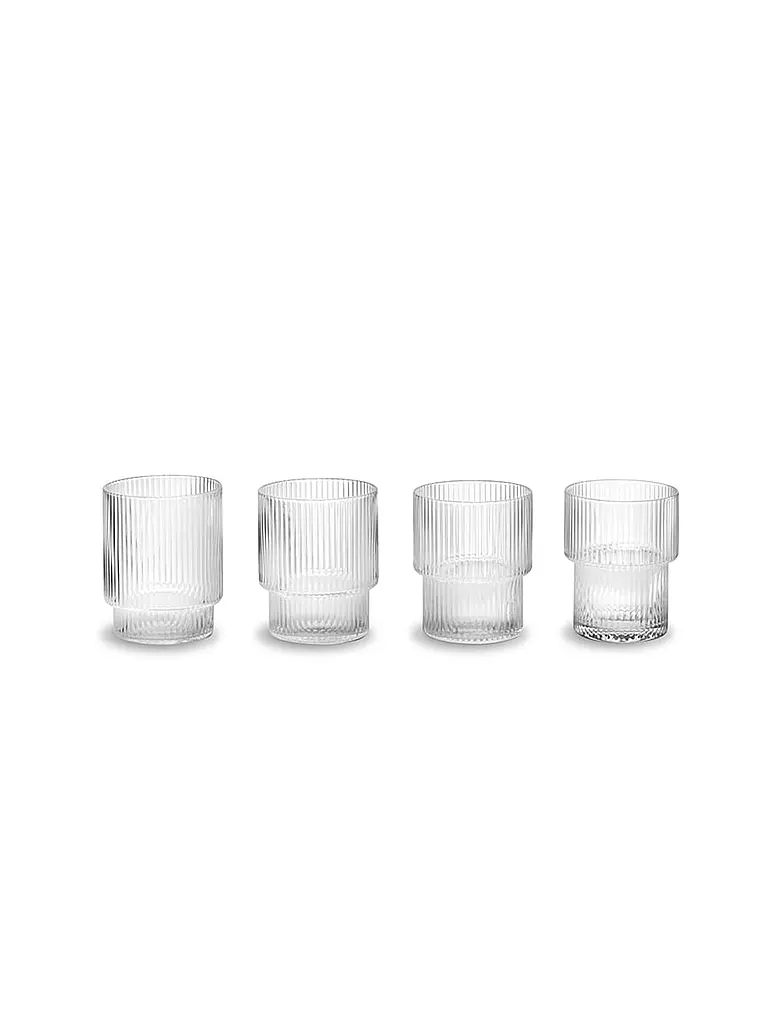 FERM LIVING Trinkglas 4er Set RIPPLE transparent