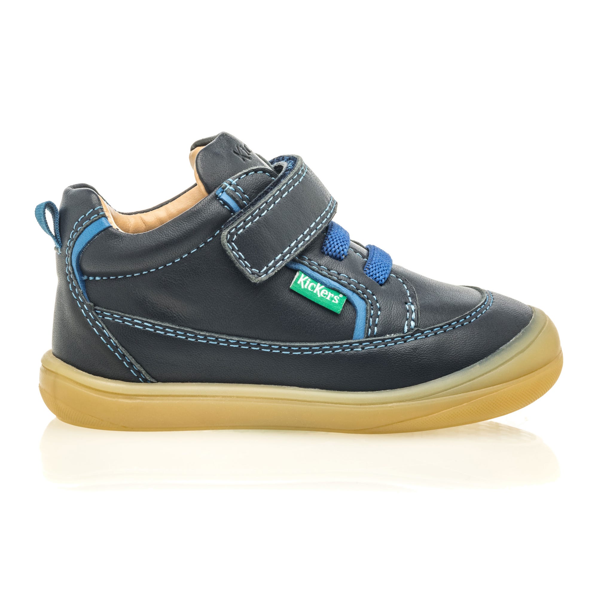 Baskets hautes Bébé garçon en cuir bleu marine