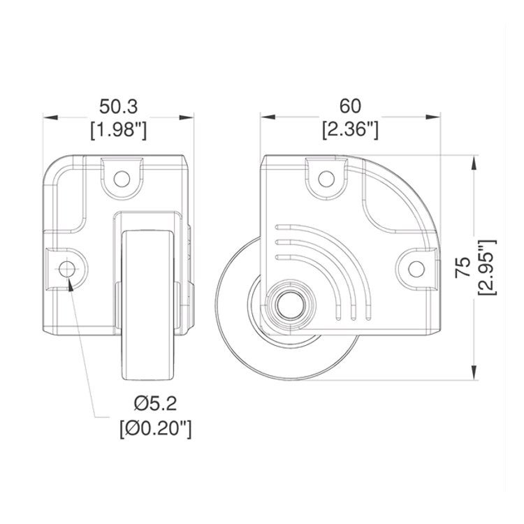 Penn Elcom inbouw wiel 50 mm