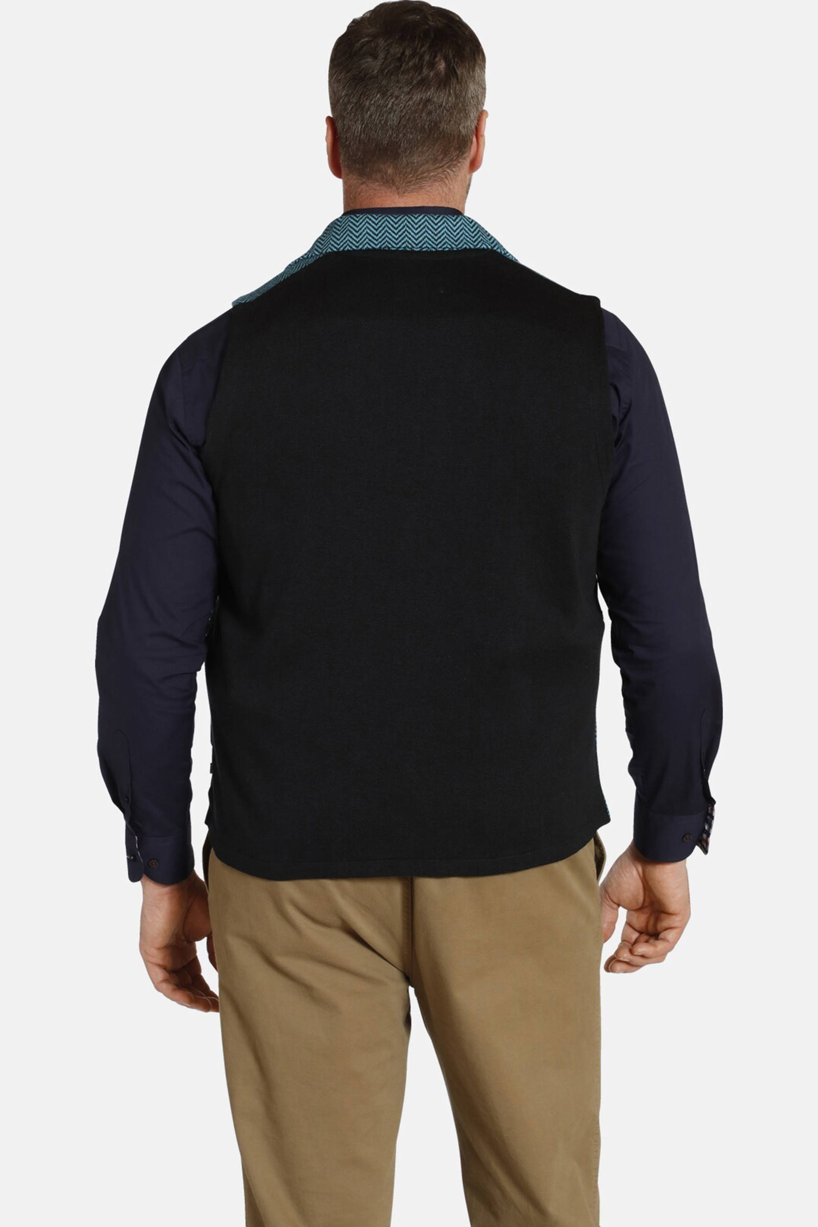Charles Colby gilet DUKE HESTON Plus Size met visgraat blauw