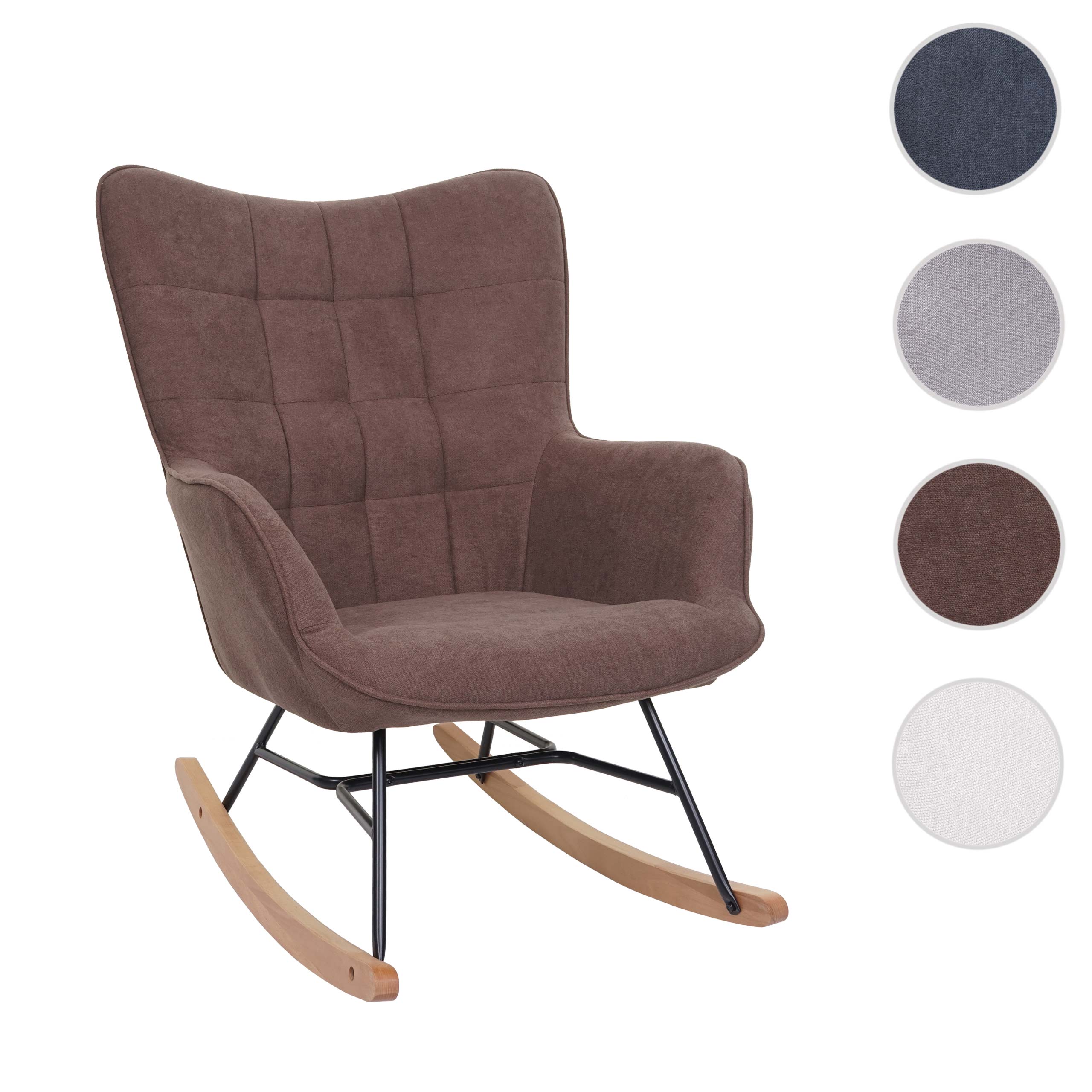 Schaukelstuhl MCW-K36, Schwingstuhl Relaxsessel Fernsehsessel, Stoff/Textil ÖKO-TEX ~ braun