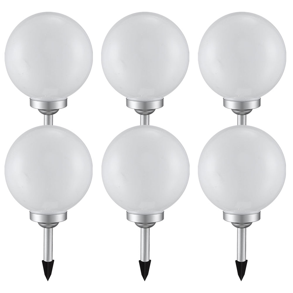 6x LED Solarleuchte, Kugel weiß, DM 20 cm, H 62 cm