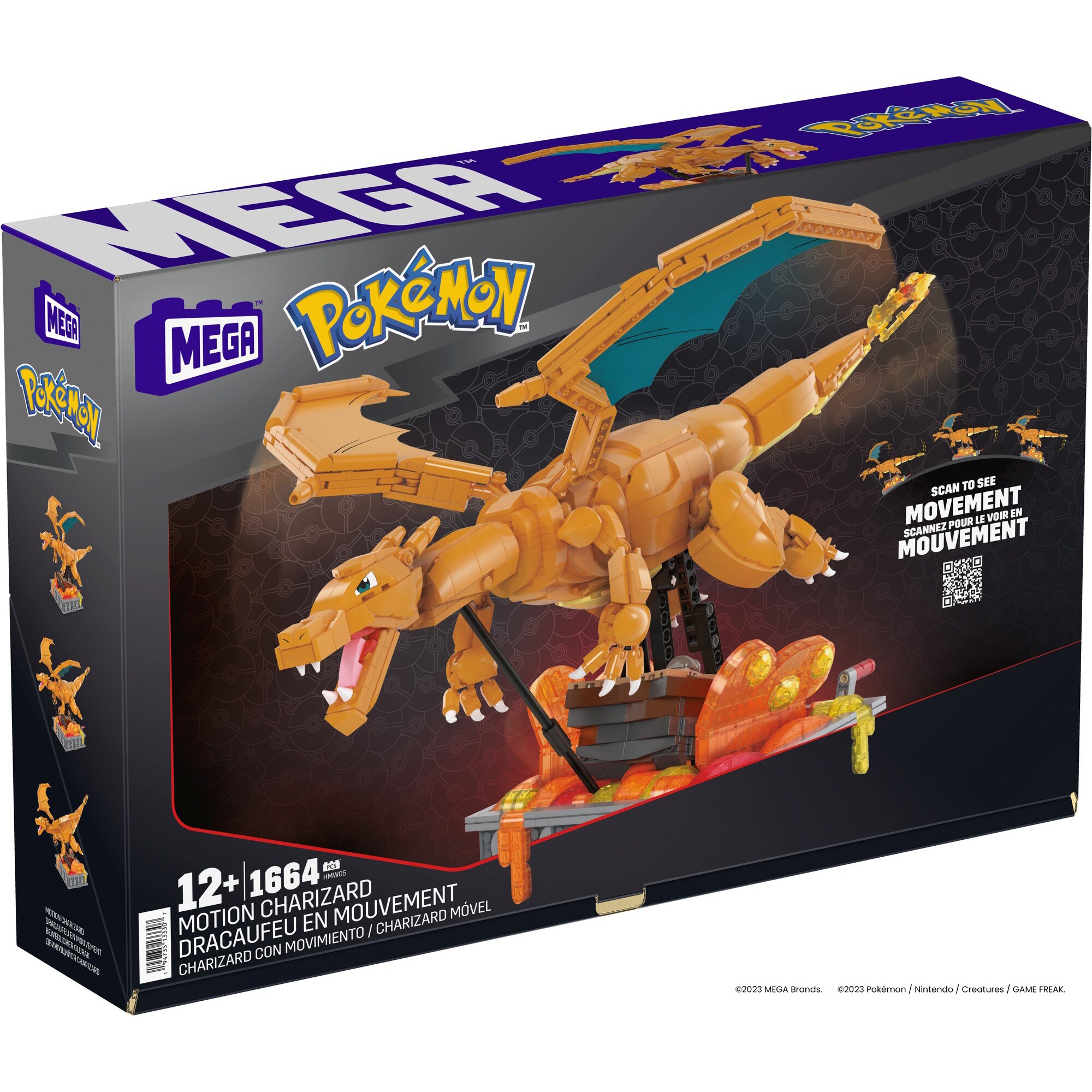 Mattel Konstruktionsspielzeug MEGA Pokémon Motion Glurak bewegliches Bauset