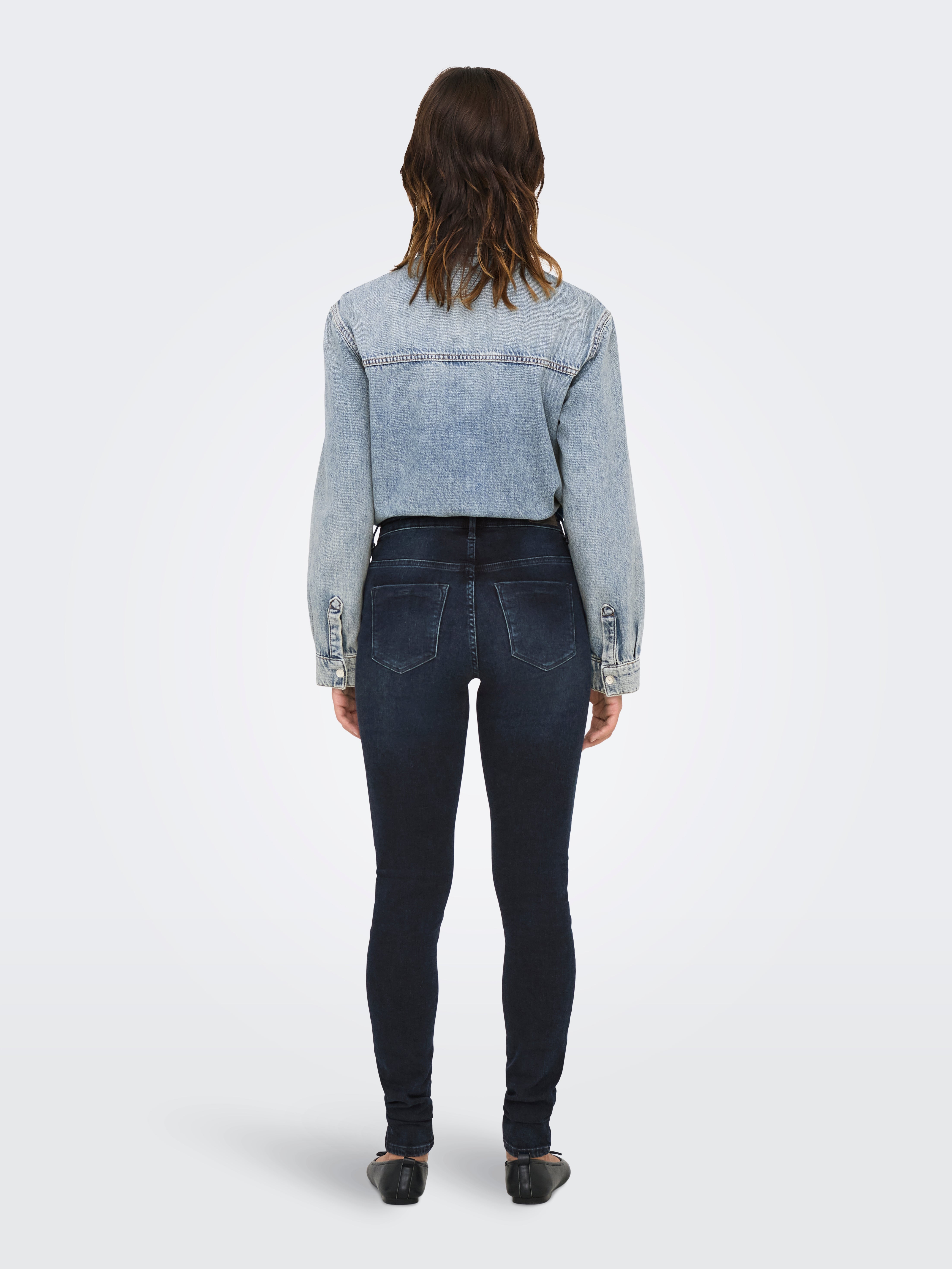 ONLFOREVER Hohe Taille Skinny Fit Jeans Blue Black Denim