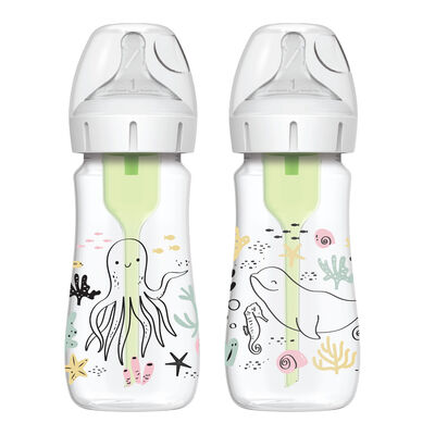 Dr. Brown's WideNeck Options+ Tåteflasker Ocean 270 ml 2-Pack, Hvit