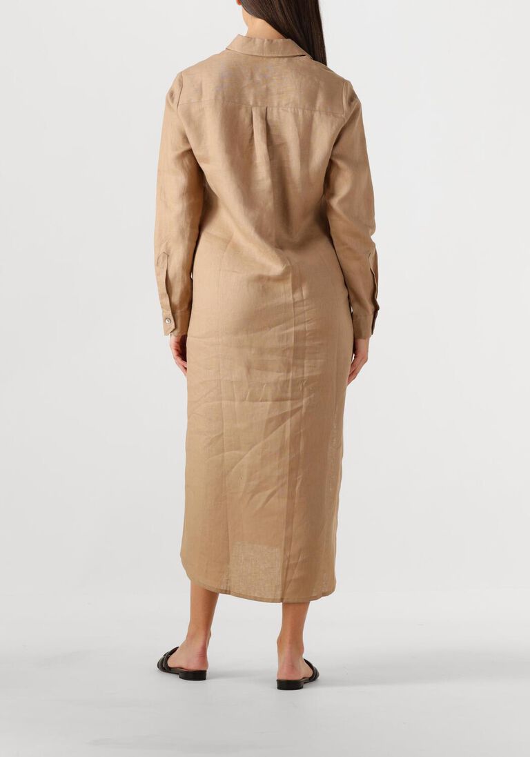 beige resort finest maxi jurk shirt dress