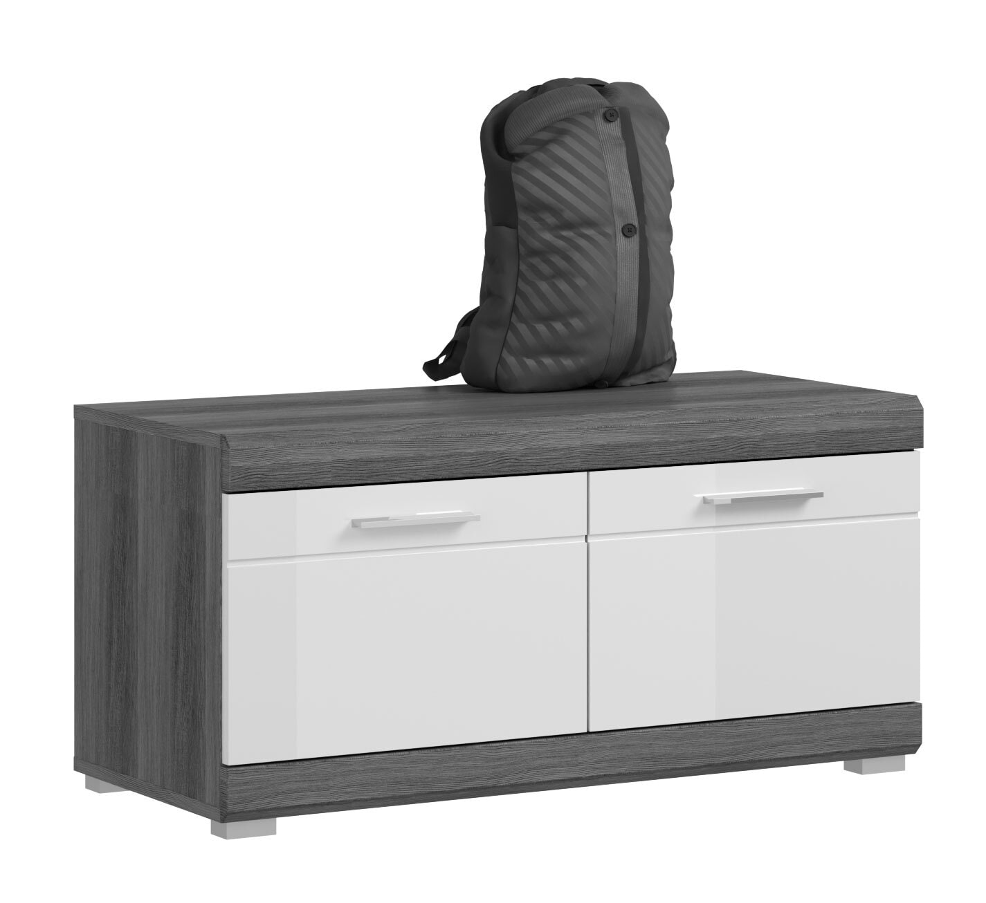 Sitzbank Scout Rauchsilber / Weiß Hochglanz 90x44x40 cm