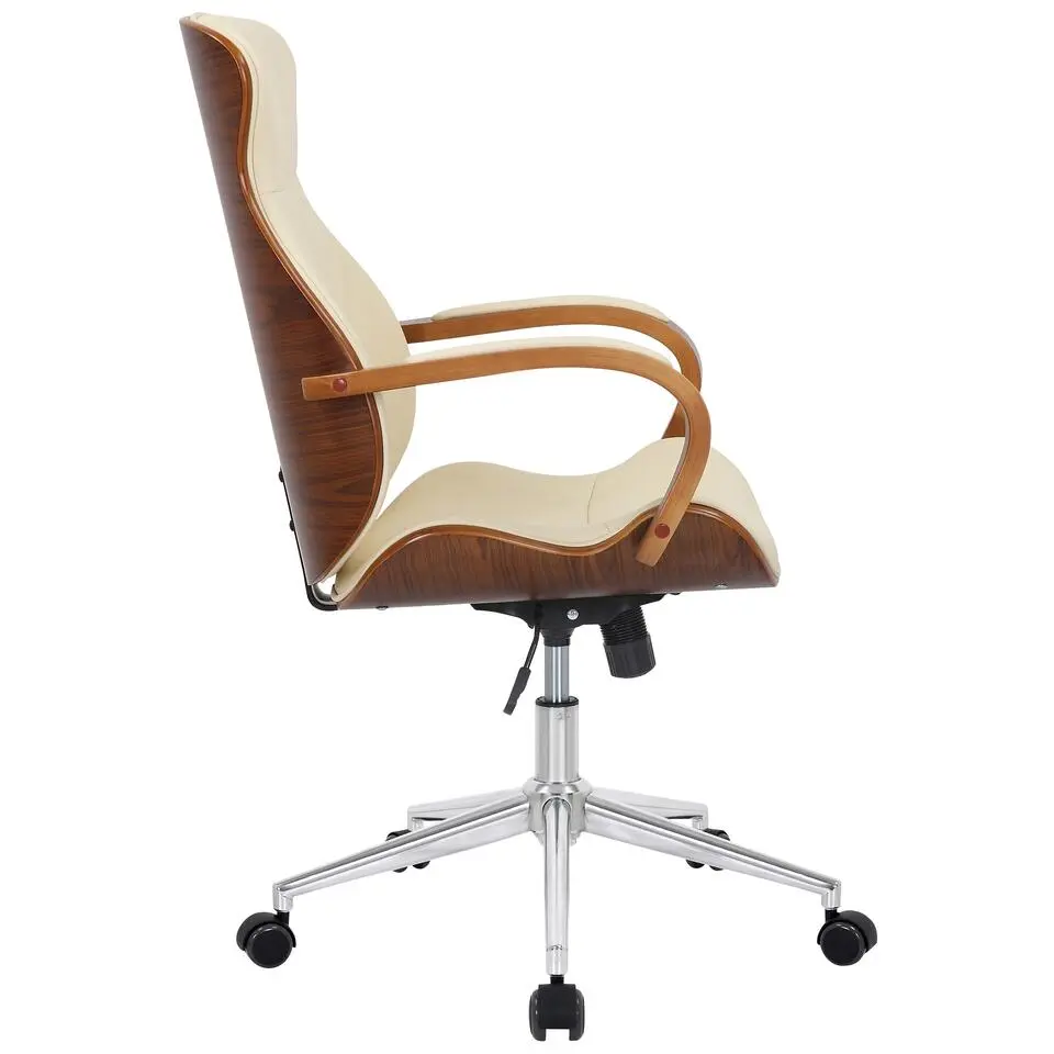 CLP Bureaustoel Melilla chroom Frame - Kunstleer - walnoot/creme