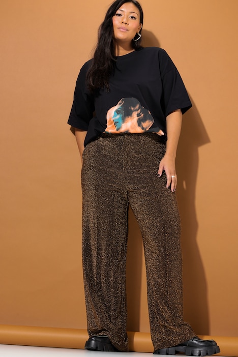 Hose, wide Legs, High Waist, Glitzer
