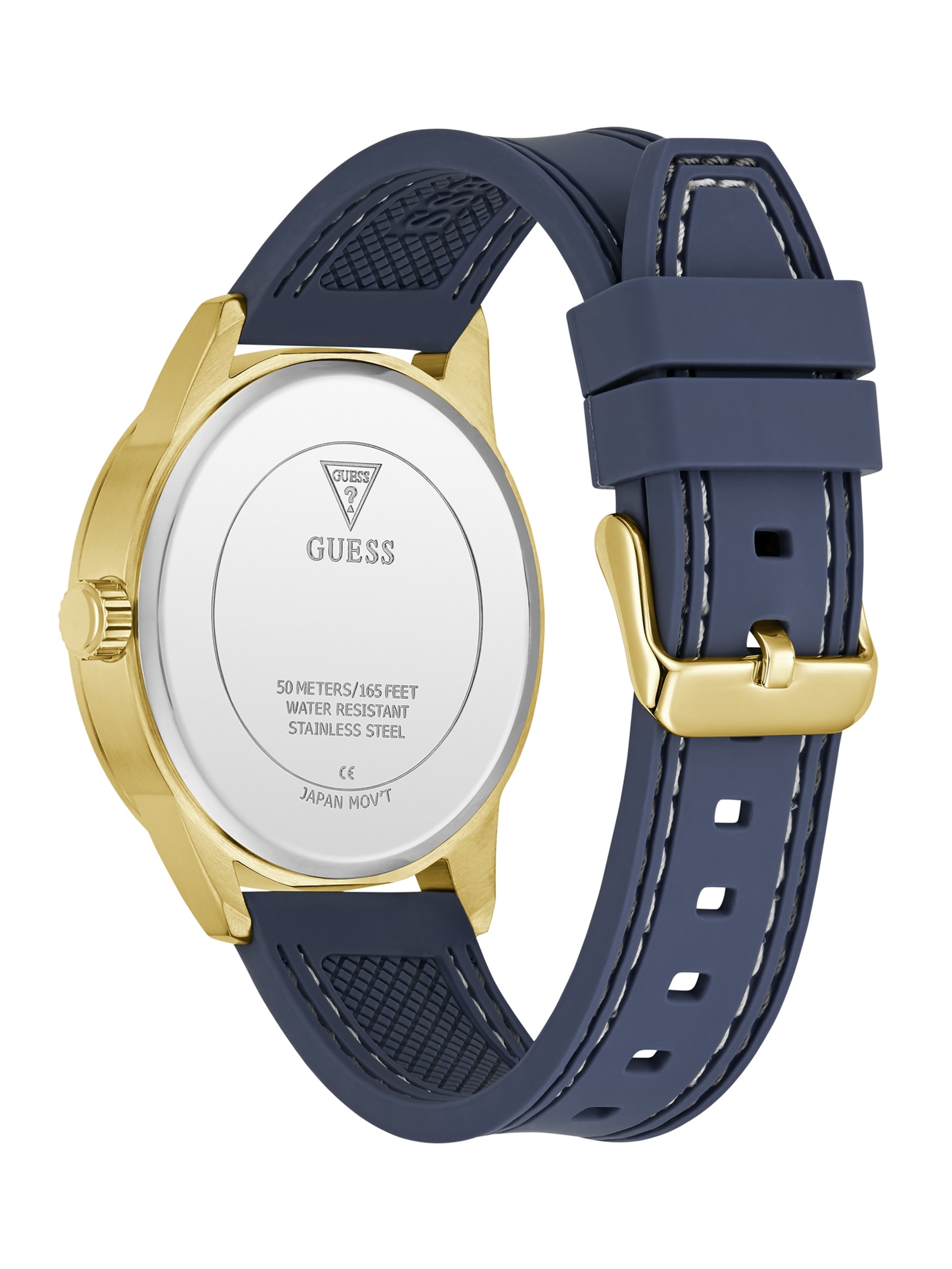 Relógio multifuncional em silicone dourado e azul