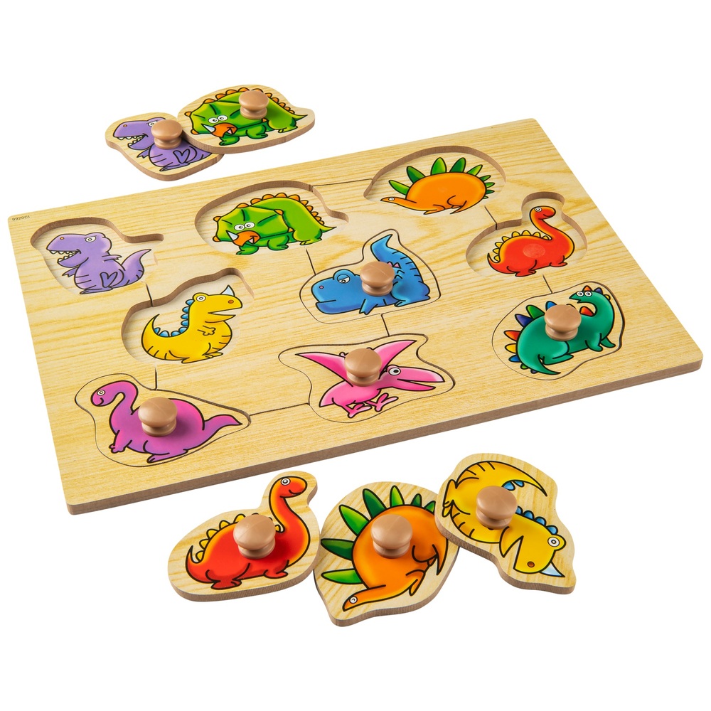 Einfach zu greifendes Holzpuzzle Dinosaurier
