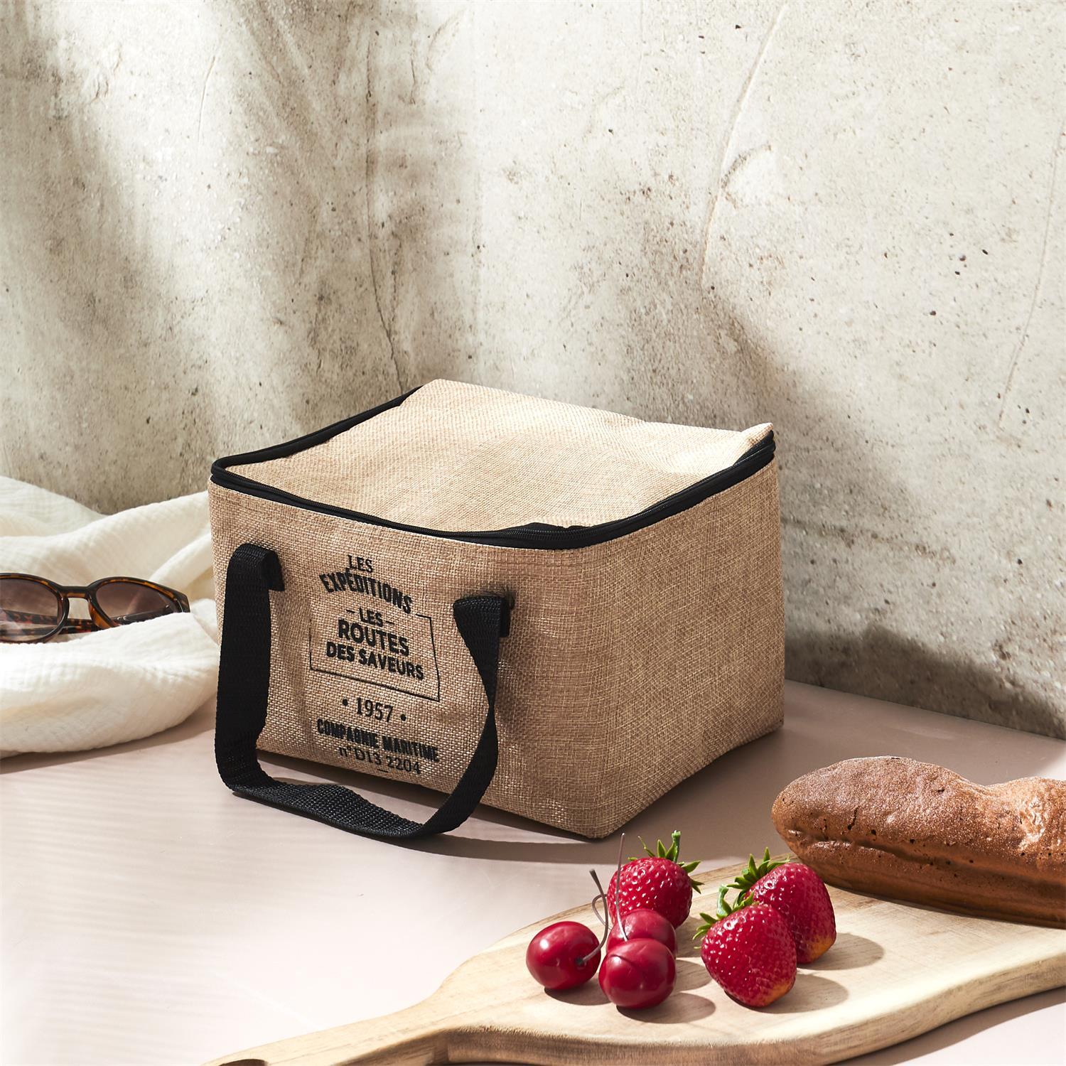 LUNCH BAG FRAICHEUR EFFET JUTE 24.5X18X16.5CM 8L