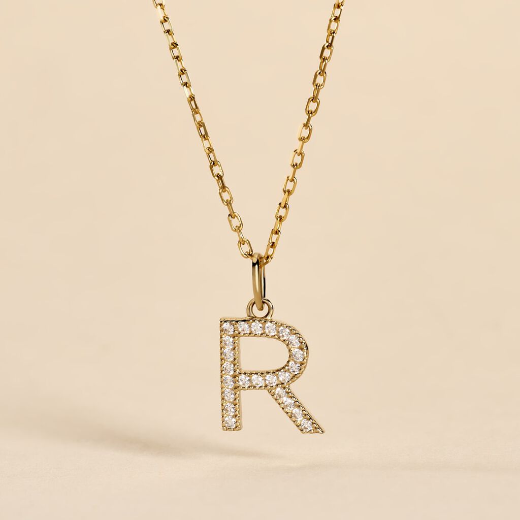 Pendentif Lettre R Or Jaune Oxyde