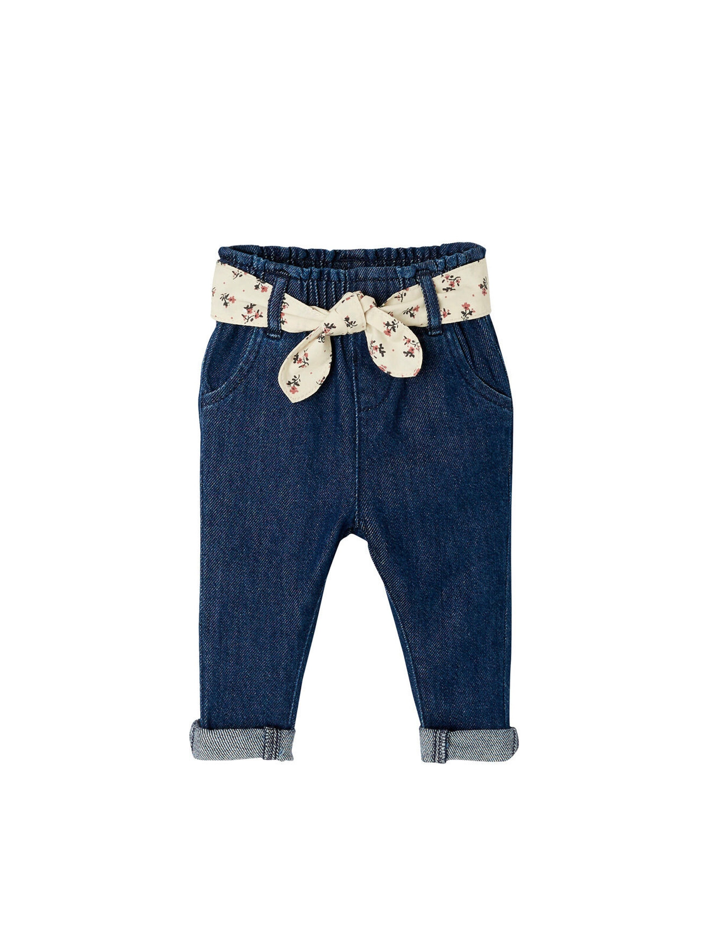 Vertbaudet Mädchen Baby Jeans mit Stoffgürtel dark blue