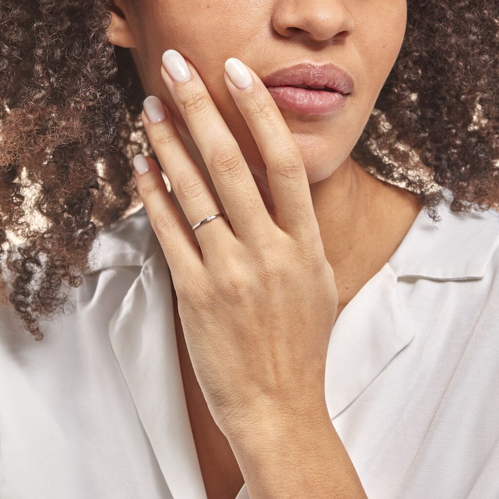 Bague Solitaire Superposition Or Blanc Diamant
