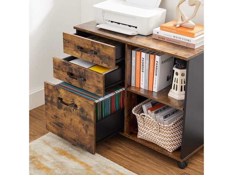 Songmics Aktenschrank mit Rollen 80 x 40 x 66 cm Mobiler Vintage Büroregal