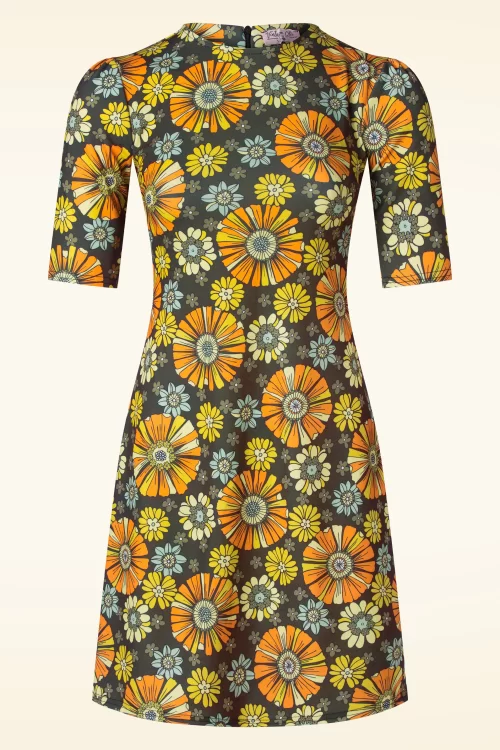 Vintage Chic for Topvintage Carly floral a-lijn jurk in khaki
