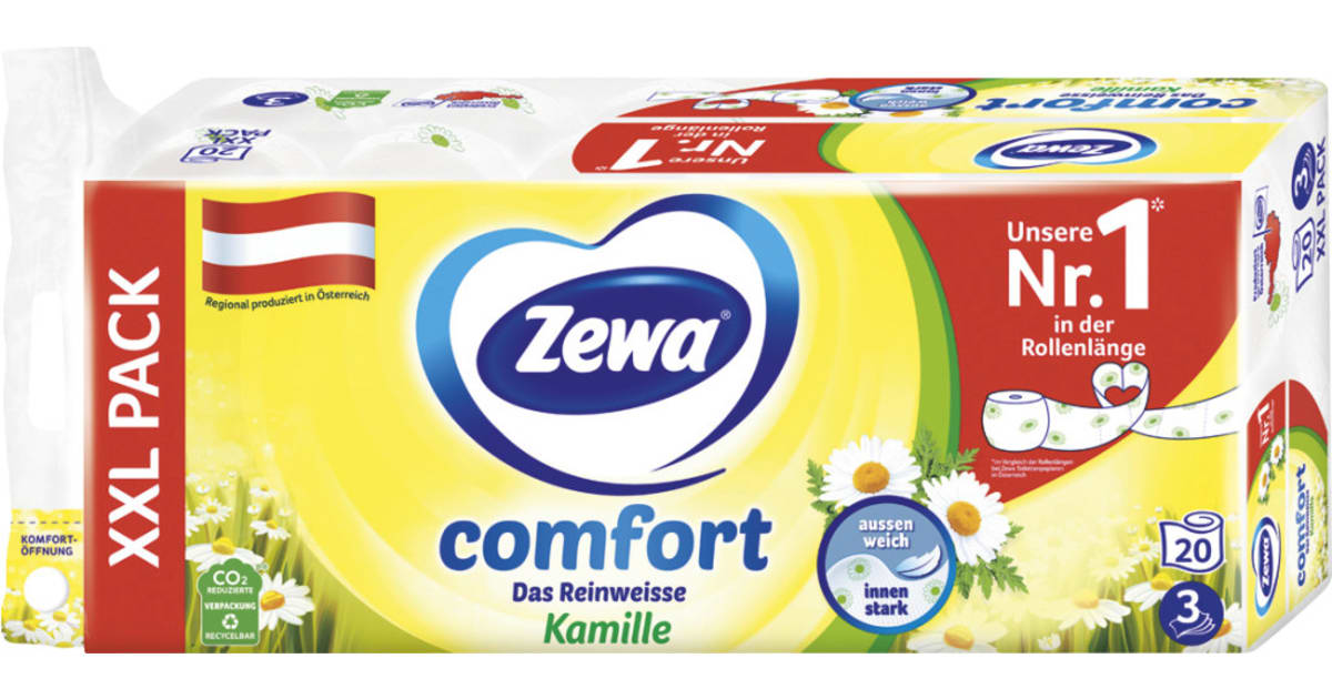ZEWA Toilettenpapier Comfort Kamille 3-lagig 20x 150 Blatt