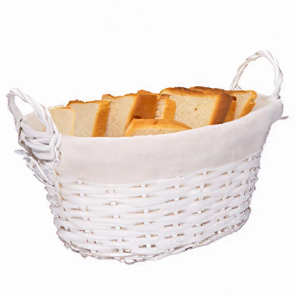 CM Rieten opbergmand - gevlochten rotan - wit - 35 x 25 x 24 cm