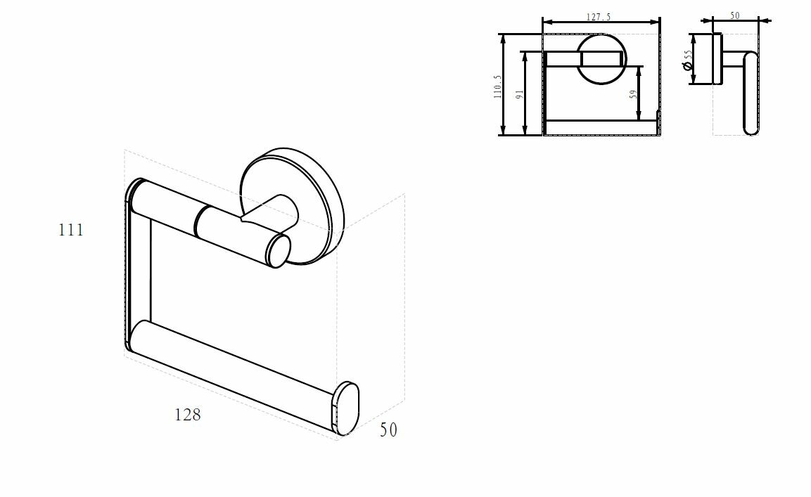 Mueller Hilton toiletrolhouder zonder klep RVS