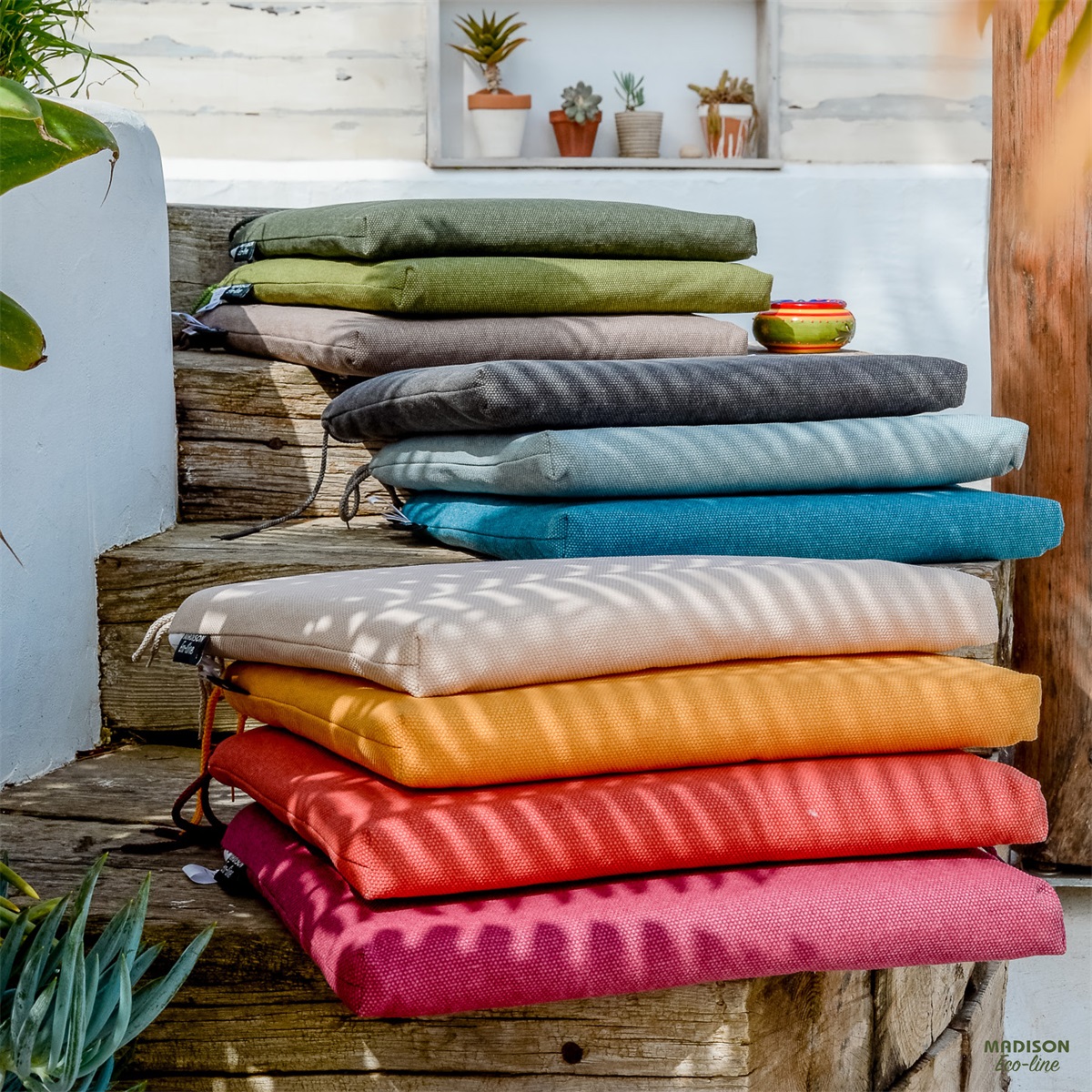 Madison Taupe canvas eco+ Stapelstoelkussen - Set van 4