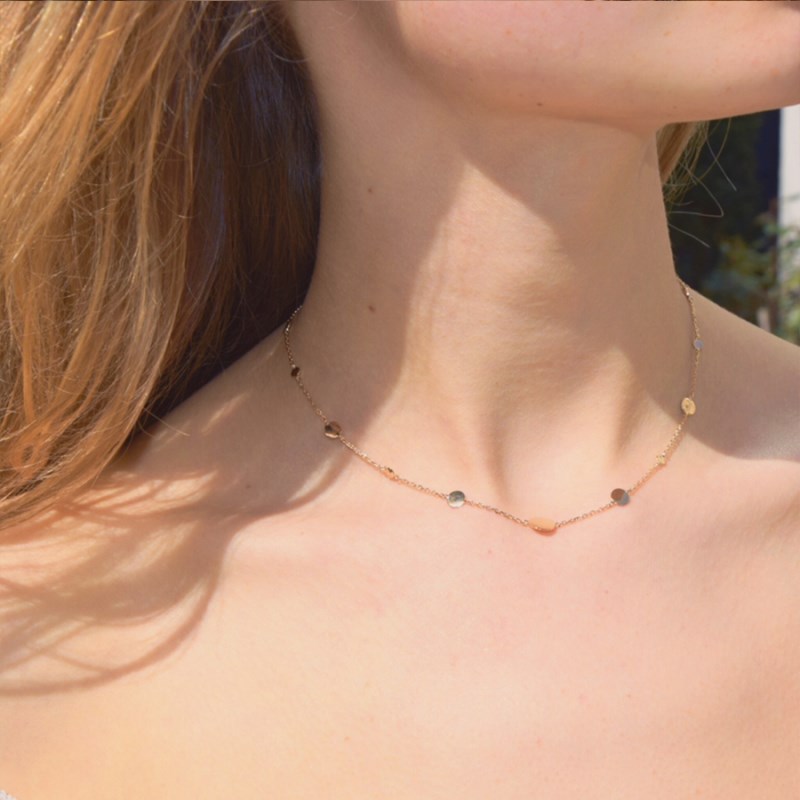 Collier pastilles plaqué or 3 microns