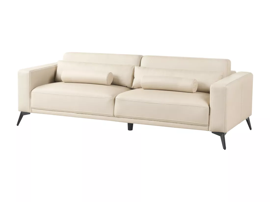 Canapé 3 places en cuir PU beige ANGE