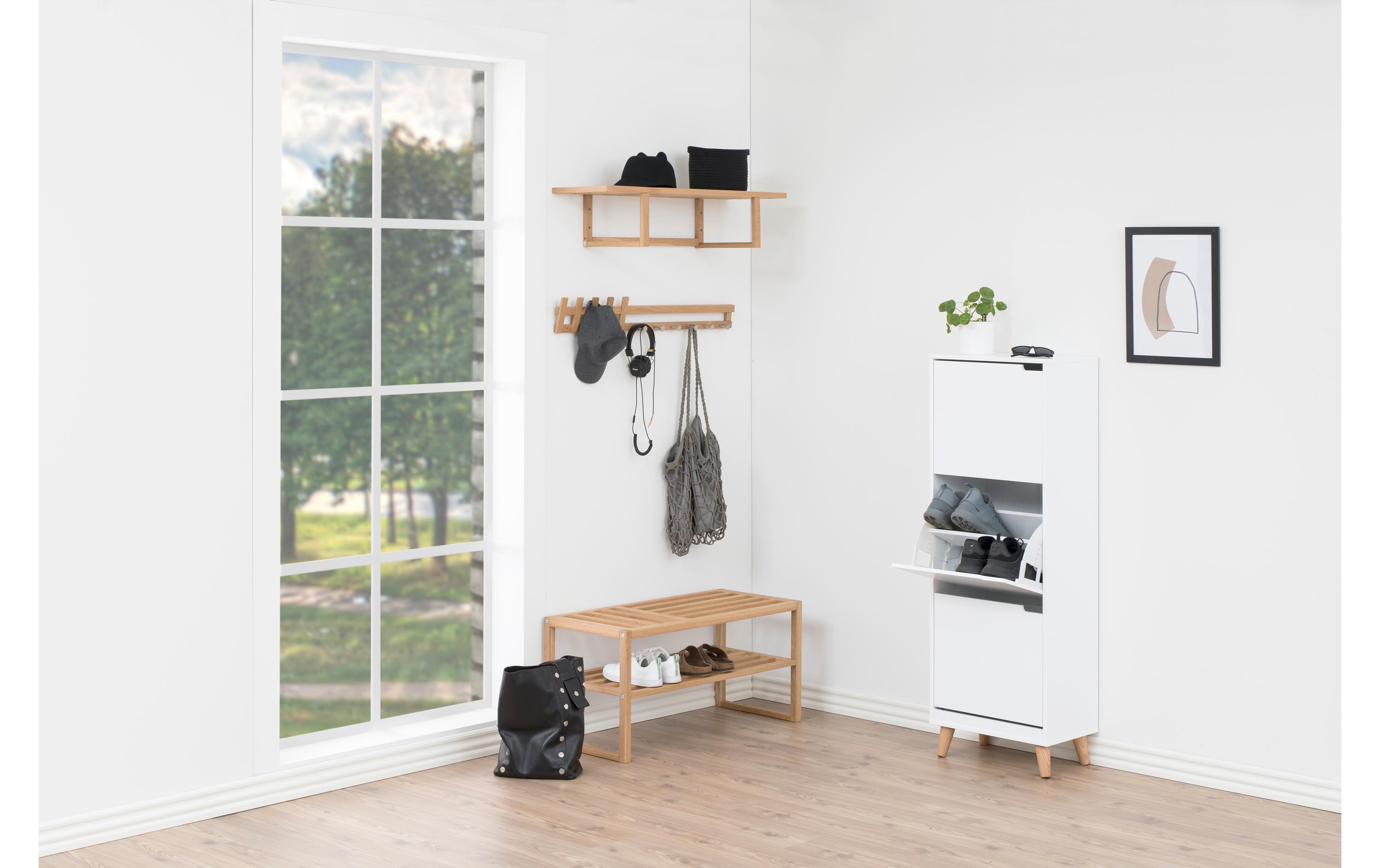 Schuhschrank Mitra 47 x 30 x 133.5 cm, Nature/Weiss<br>Schuh-Organizer